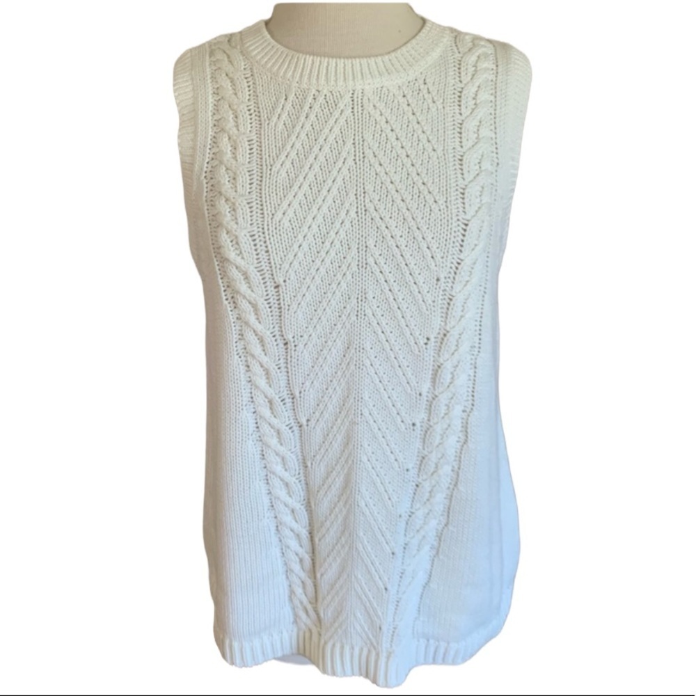 CHELSEA & THEODORE Large off white Ivory Knit Sweater Vest